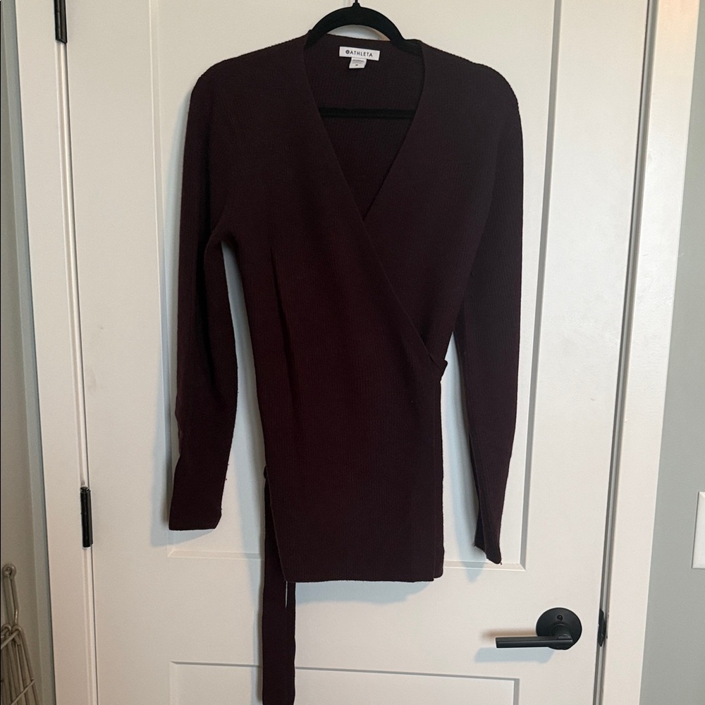 Athleta Deep Burgundy Knit Wrap Top size medium